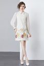 Vintage Women's Elegant Embroidered Hight Neck Mini Dress