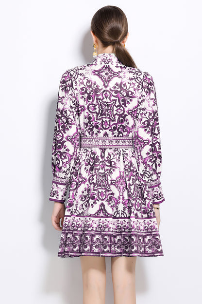 Women's Floral Print Long Sleeve Mini Dress