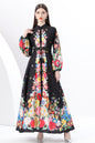 Women's Floral Print Ruffle Wrap Maxi Dress