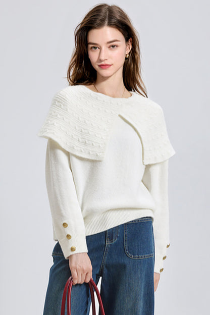 Women's Asymmetric Lapel Sweater Chunky Knitwear Top