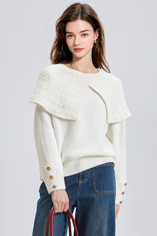 Women's Asymmetric Lapel Sweater Chunky Knitwear Top