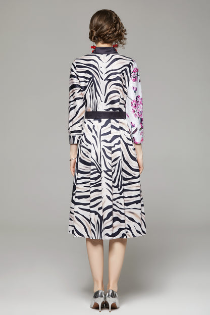 FSY-Women's Floral Print Button A-line Flowy Midi Dress