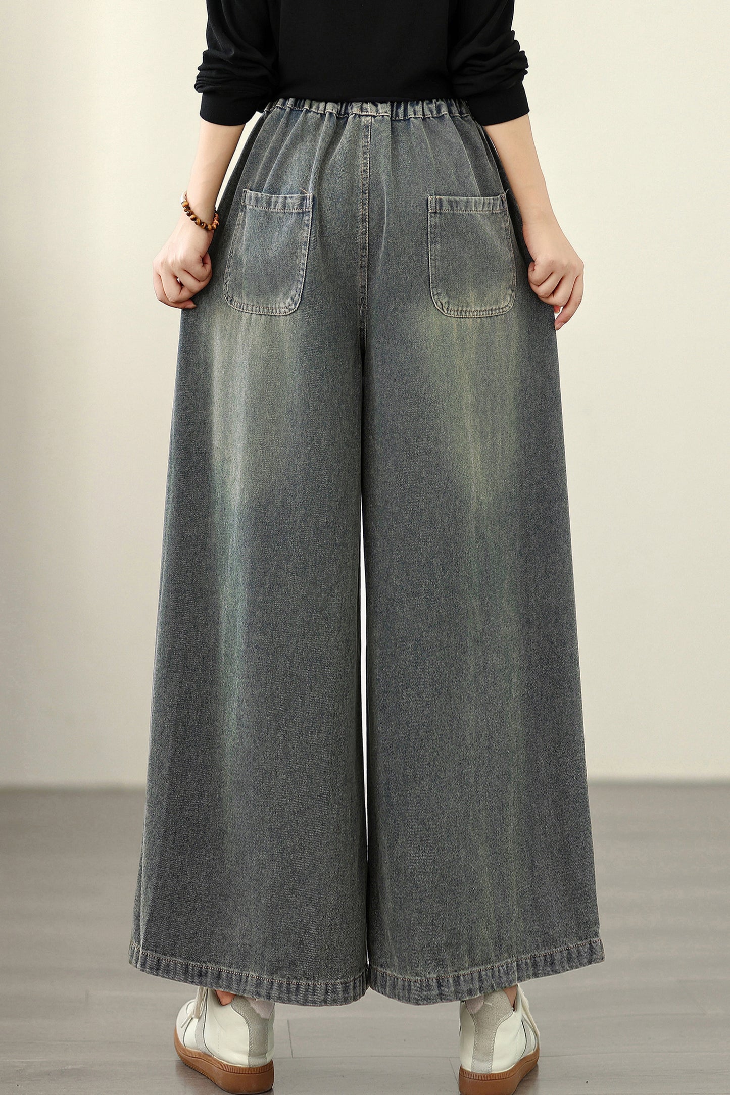 Women's Baggy Jeans Drawstring Wide Leg Denim