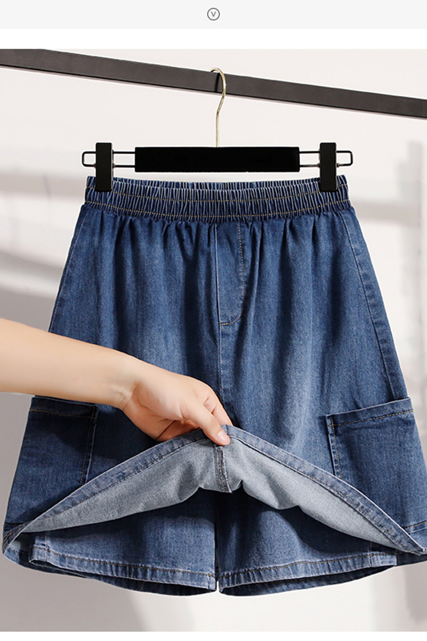 Women's Skorts Skirts Denim Mini Skirt Pull On Jean Shorts - LAI MENG FIVE CATS