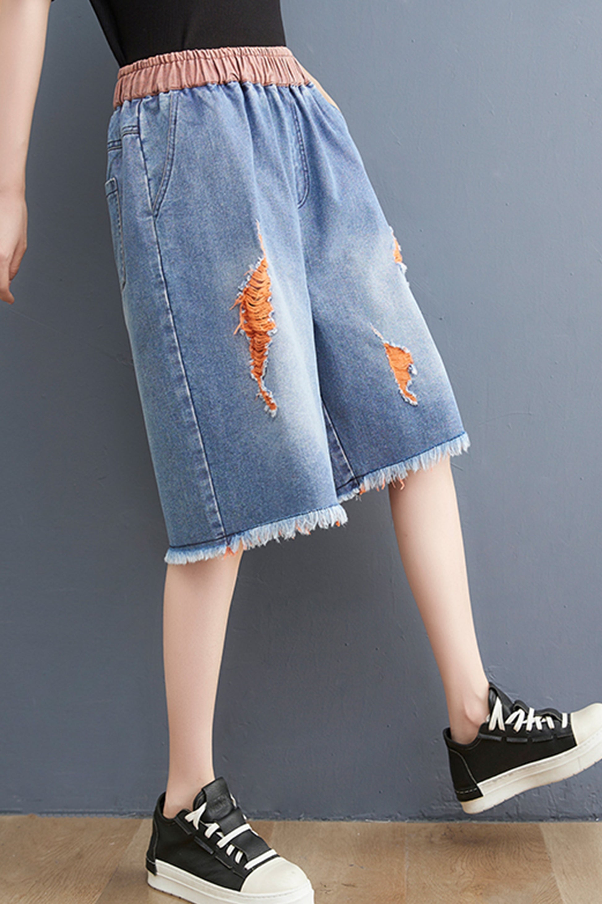 Women's Bermuda Shorts Baggy Jean Denim Shorts - LAI MENG FIVE CATS