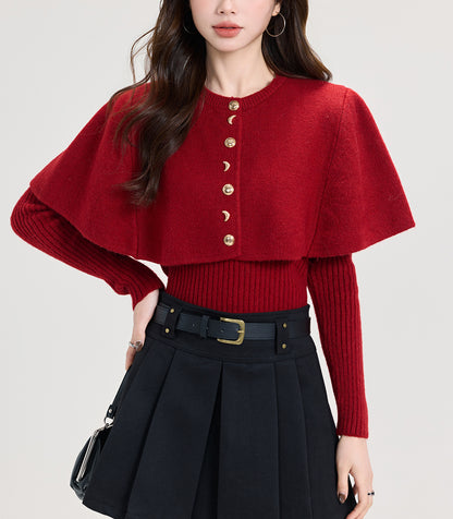 Women's 2 Piece Sets Shawl Cardigan Cape Sweater Knit Tops