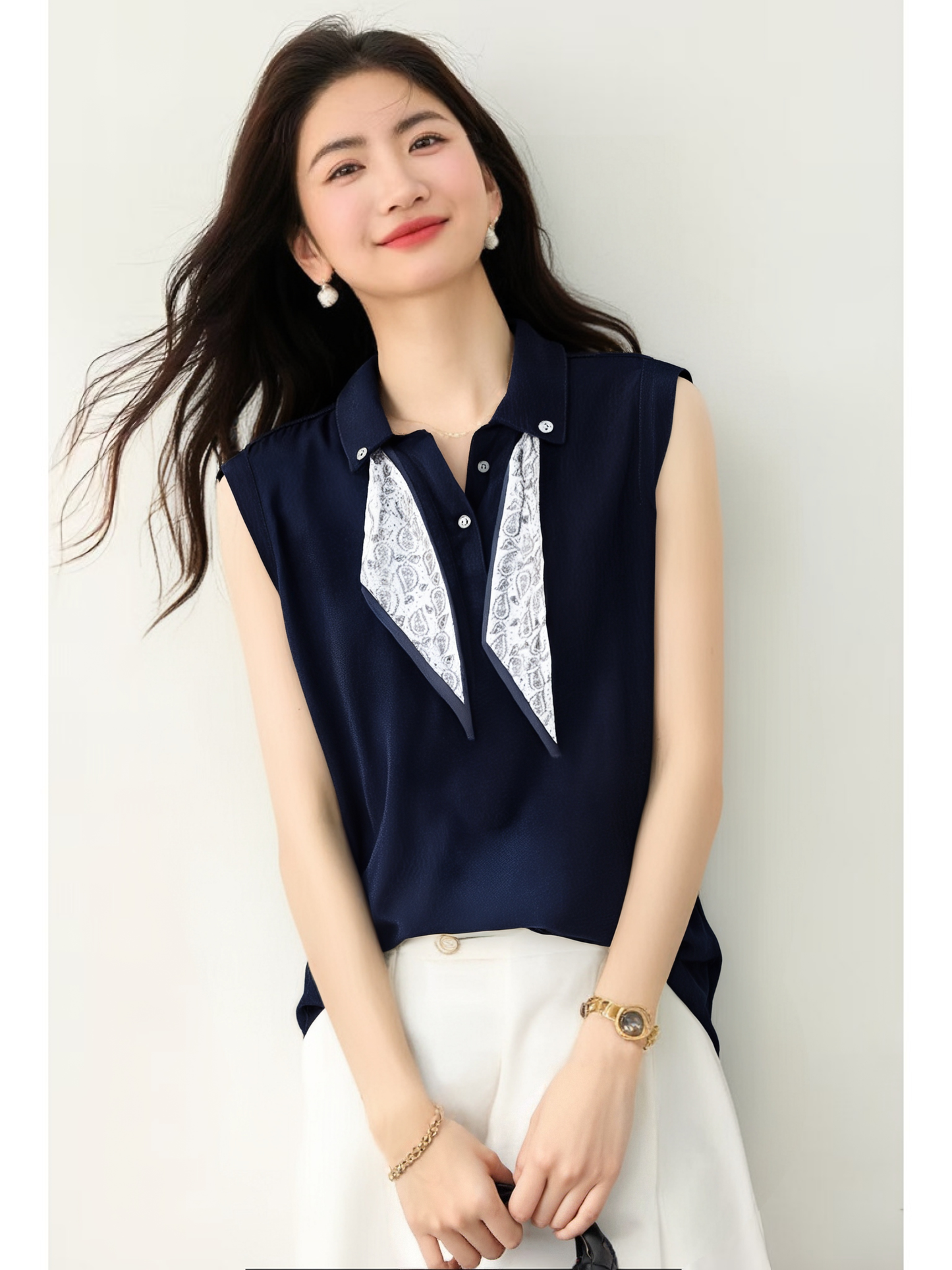 Women's Polo Shirt Sleeveless Knit Vest Blouses Top