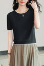 Women's Short Sleeve Ribbed Knit Tops