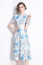 Women's Lace Floral Crochet Waist Midi Dress