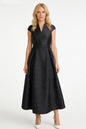 Women's Cap Sleeves Silk Satin Jacquard Dress - LAI MENG FIVE CATS