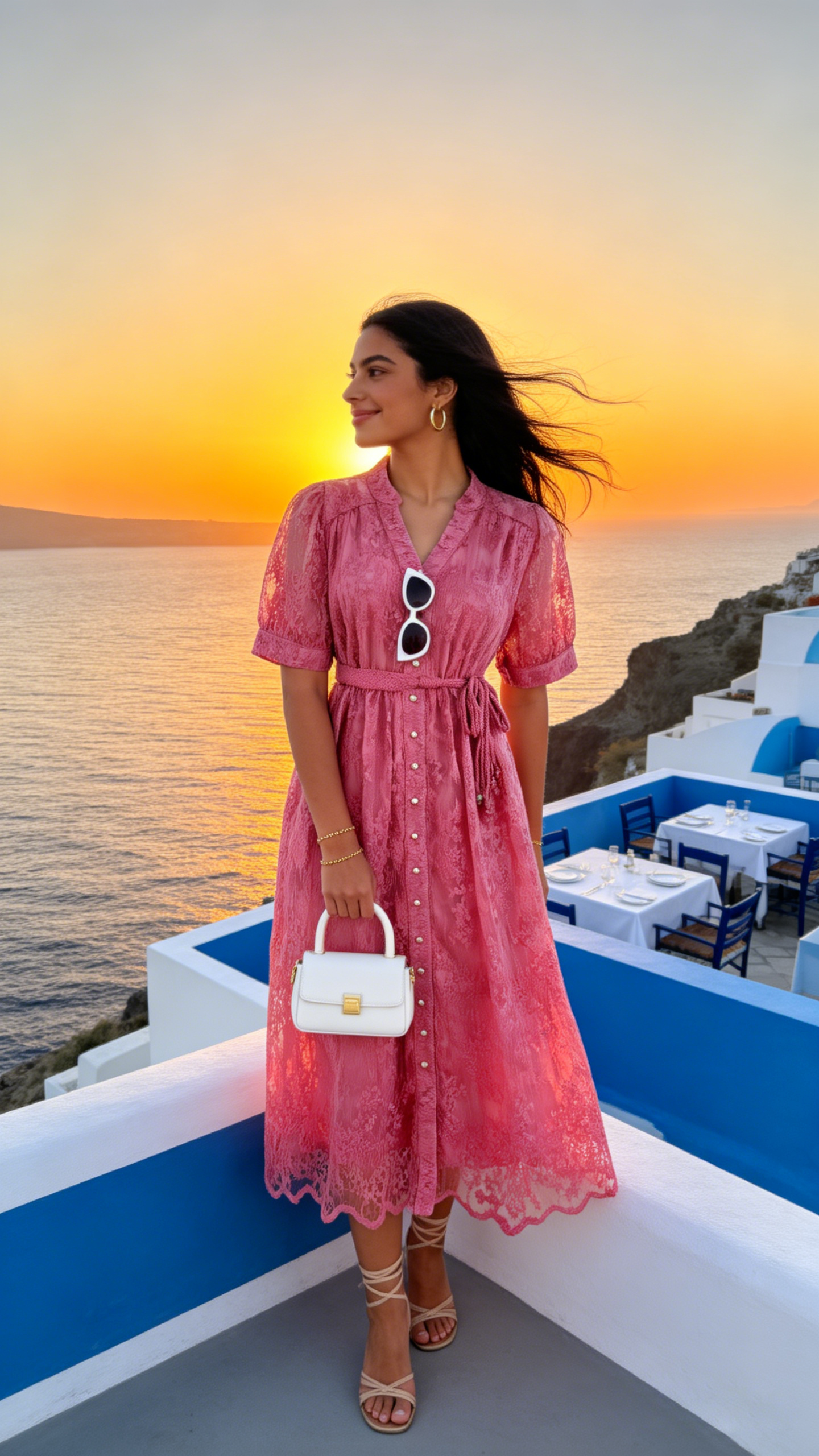 Hot Pink Embroidered Mesh Puff Sleeve Midi Dress LAI MENG FIVE CATS Hot Pink Embroidered Mesh Puff Sleeve Midi Dress LAI MENG FIVE CATS