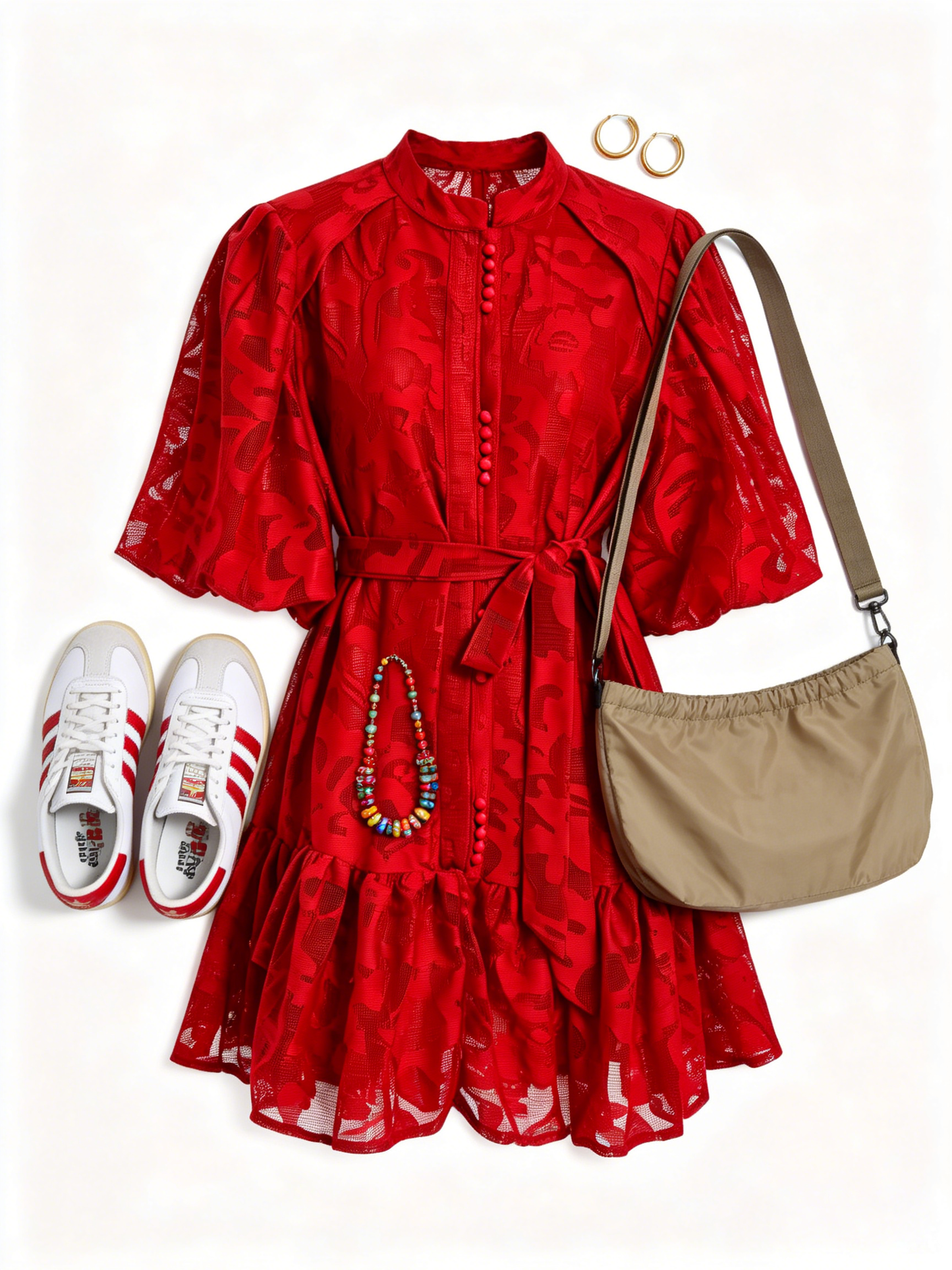 Red Romantic Summer Mini Dress