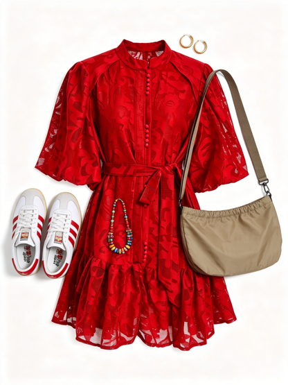 Red Romantic Summer Mini Dress