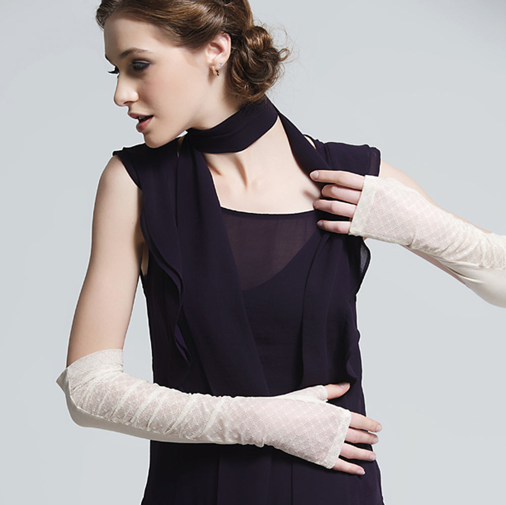 Women's Long Lace Fingerless Gloves Elbow Length Gloves