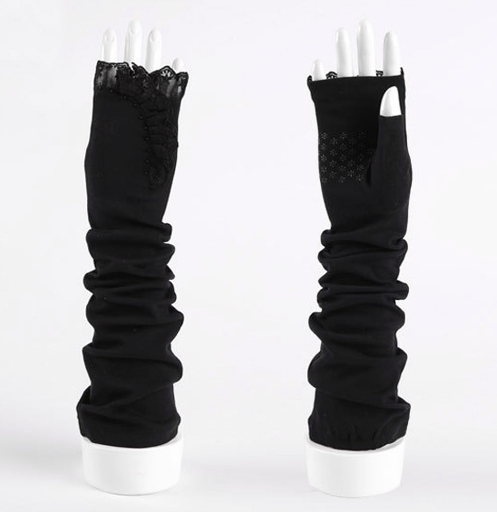 Women's Long Fingerless Gloves Cotton Lace Gloves