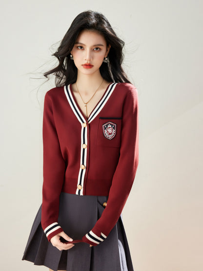 Women's Sweater V-Neck Ribbed Knit Preppy Knitwear