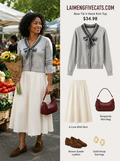 Early Fall Outfit for Women | Soft Lightweight Knit - LAI MENG FIVE CATS