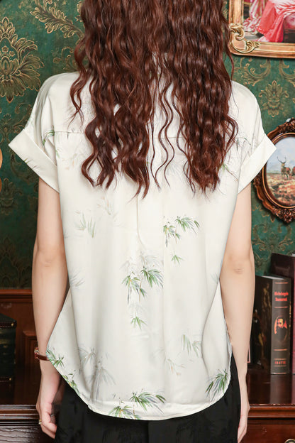 Women's Chinese Style Silk Satin Jacquard Blouse