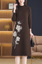 Women's Long Sleeve Sweater Knit Tunic Midi Dress