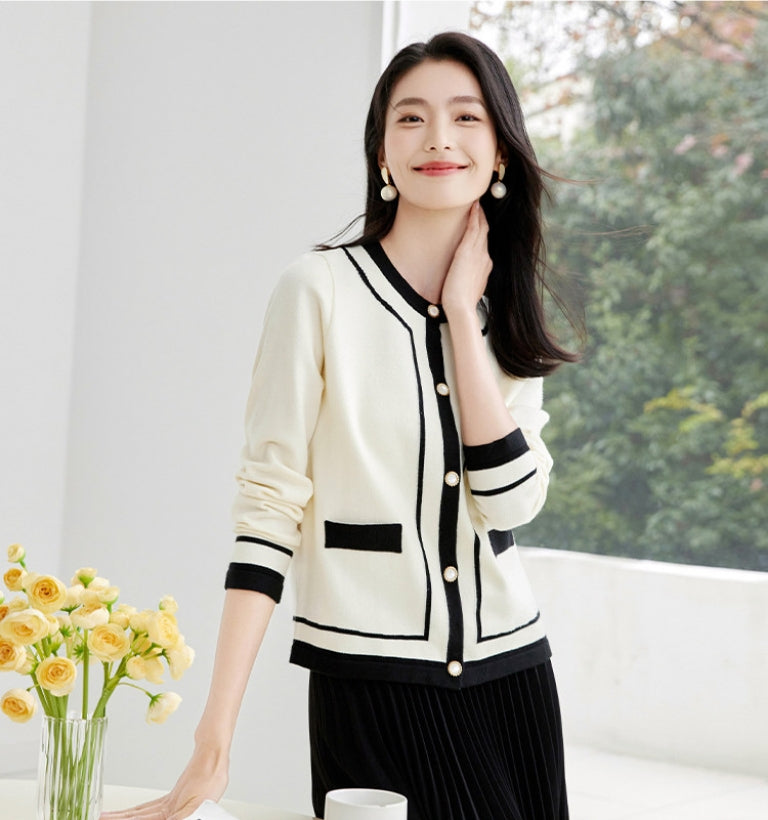 Women's Cardigan Long Sleeve Tops Striped Sweater
