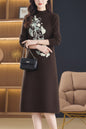 Women's Long Sleeve Sweater Knit Tunic Midi Dress