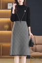 Women's Plaid Mock Neck Knit Sweater Dress
