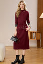 Women's Mock Neck Wool Sweater Drawstring Waist Dress