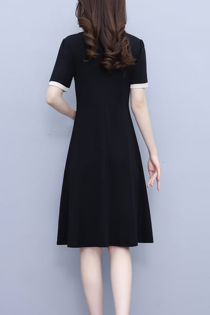 Women's Short Sleeve Pocket Work Office Suit Dress - LAI MENG FIVE CATS