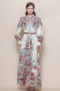 26-Women's Floral Print Button Long Dress Maxi Dress