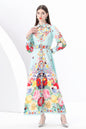 Women's Floral Print  Flowy Button Up Split Maxi Dress