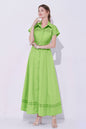 Women's Collar Hollow Cap Sleeve  Maxi Dress