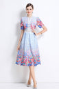 Women's Lace Floral Crochet Waist Midi Dress