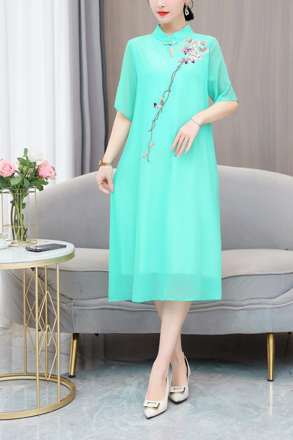 Hight Neck Cheongsam Casual Dress