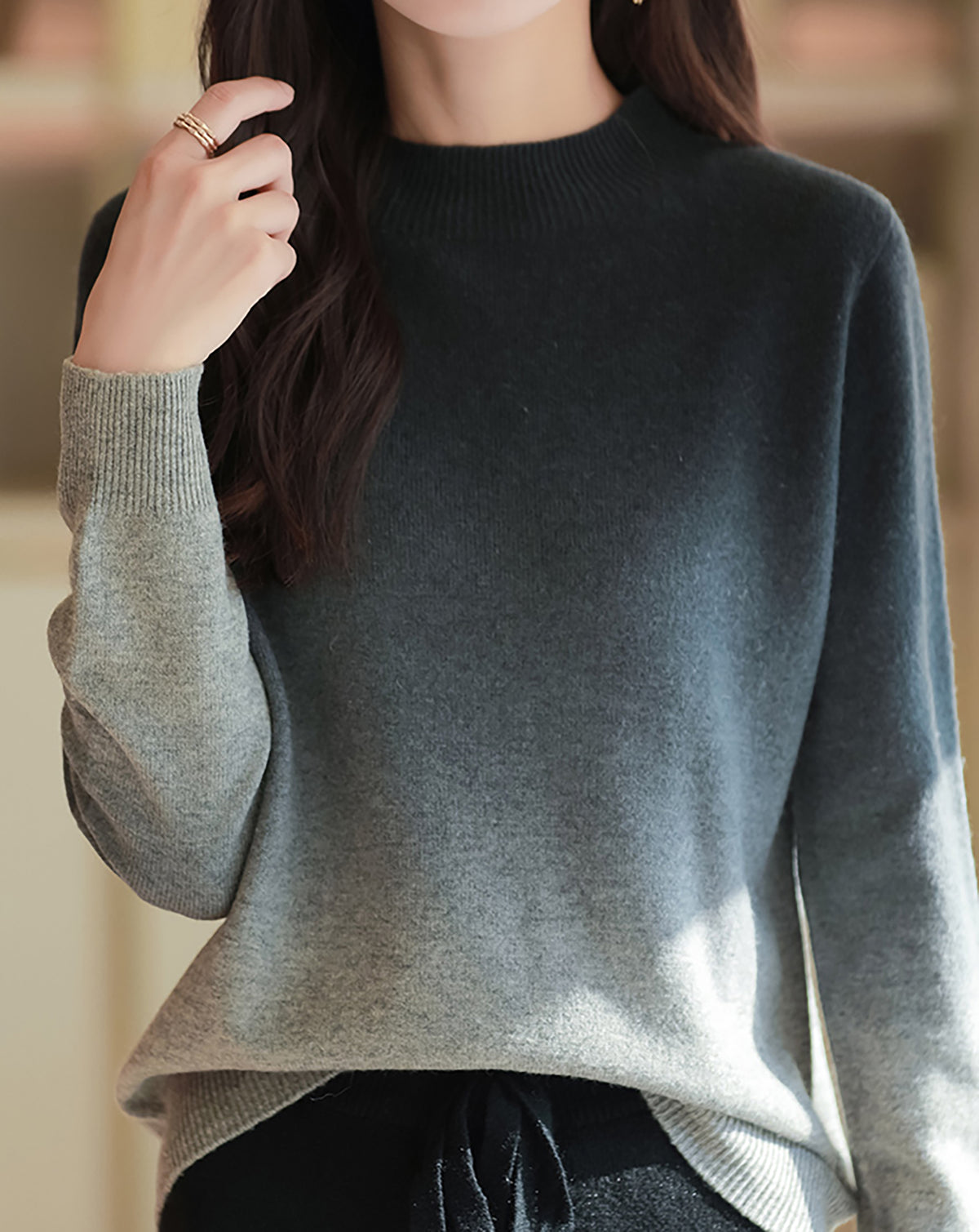 28728 Gradient Crewneck Knit Sweater - LAI MENG FIVE CATS
