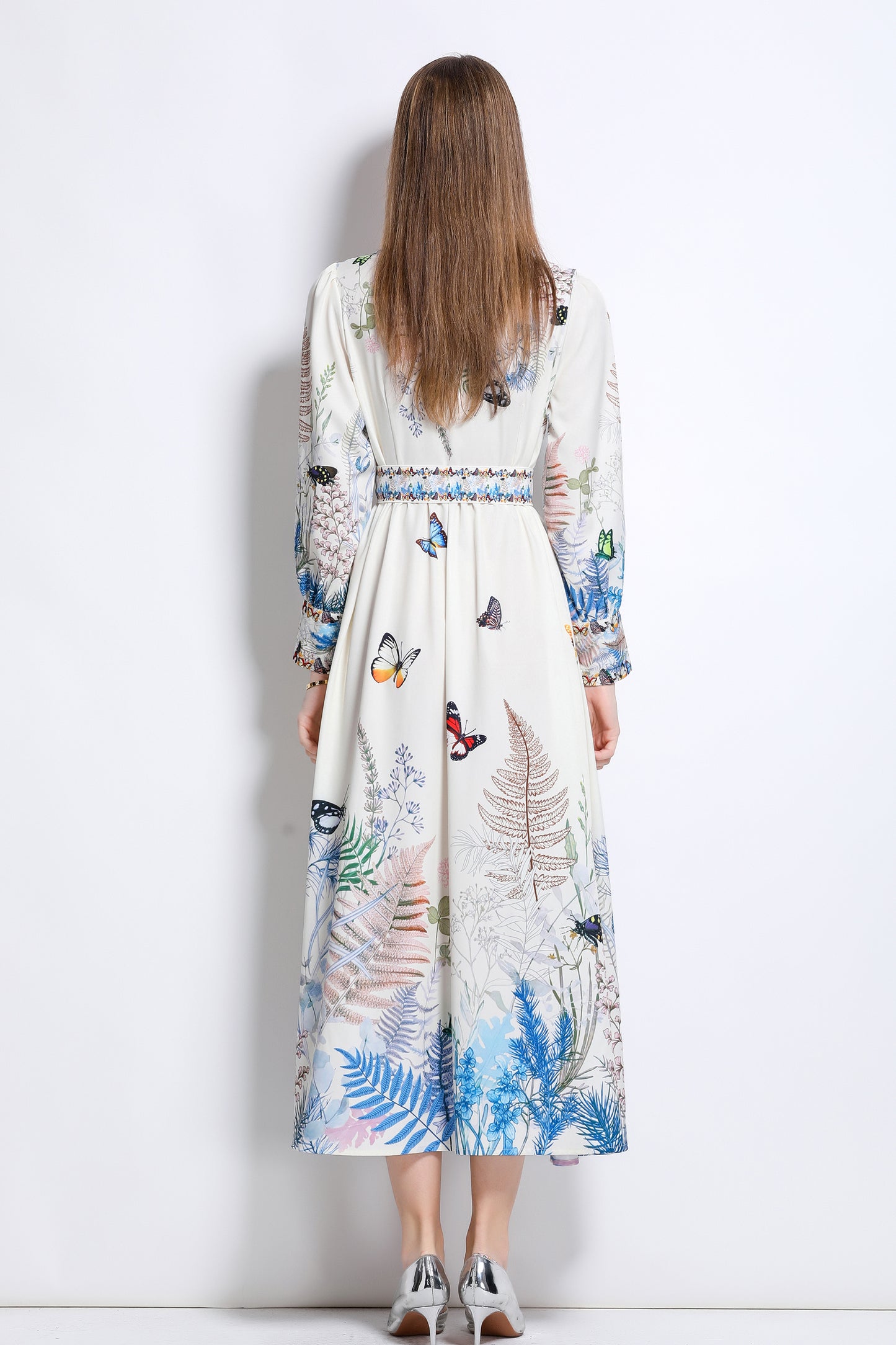 Women‘s Floral Print Button Up Split Maxi Dress