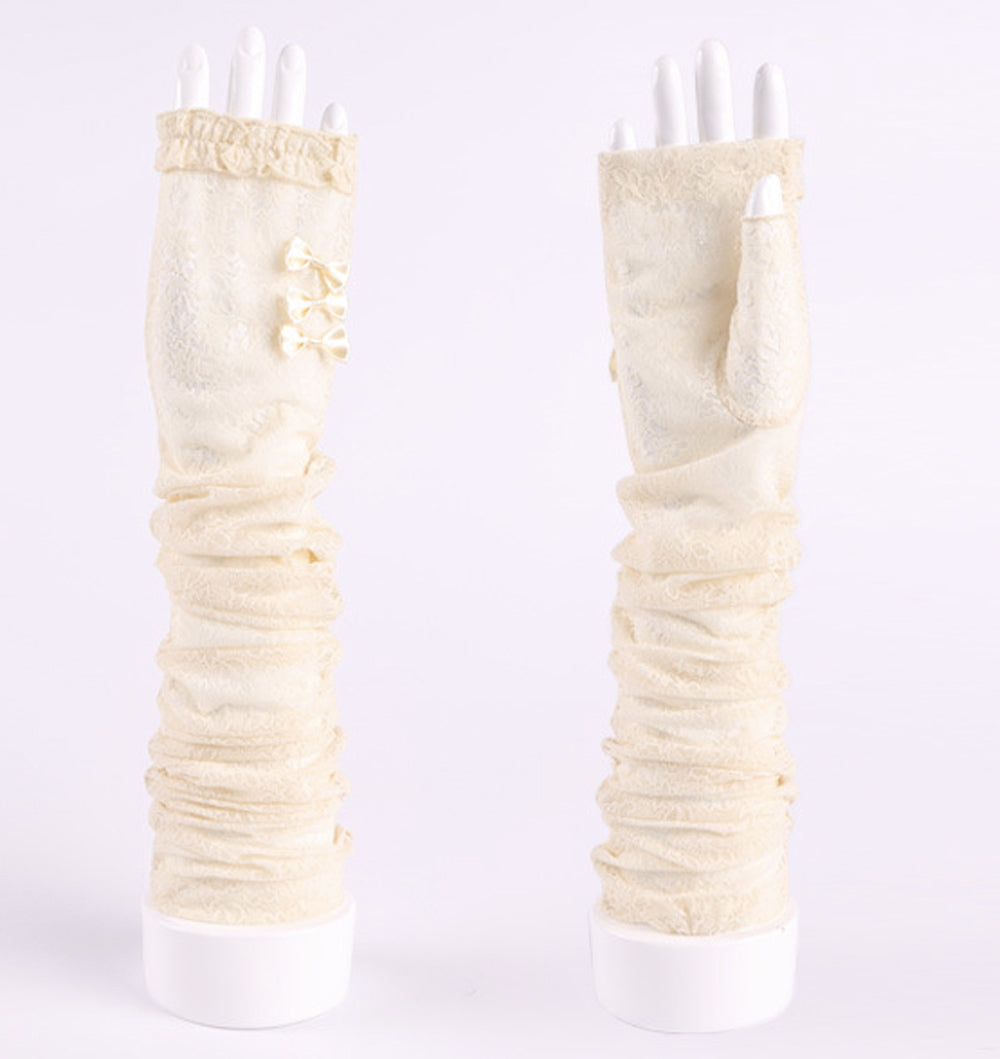 Women's Long Lace Fingerless Gloves Elbow Length Gloves