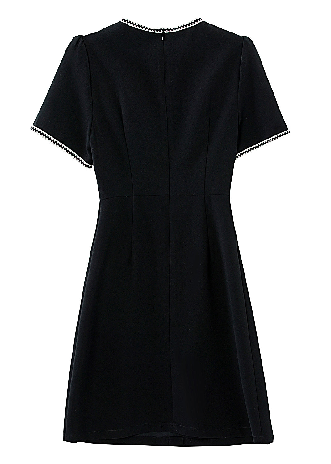 Black Contrast Trim Button Front Mini Dress with Pockets