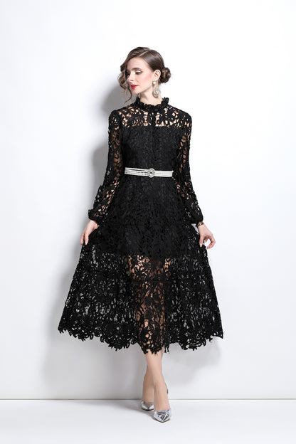 Elegant vintage lace midi dress