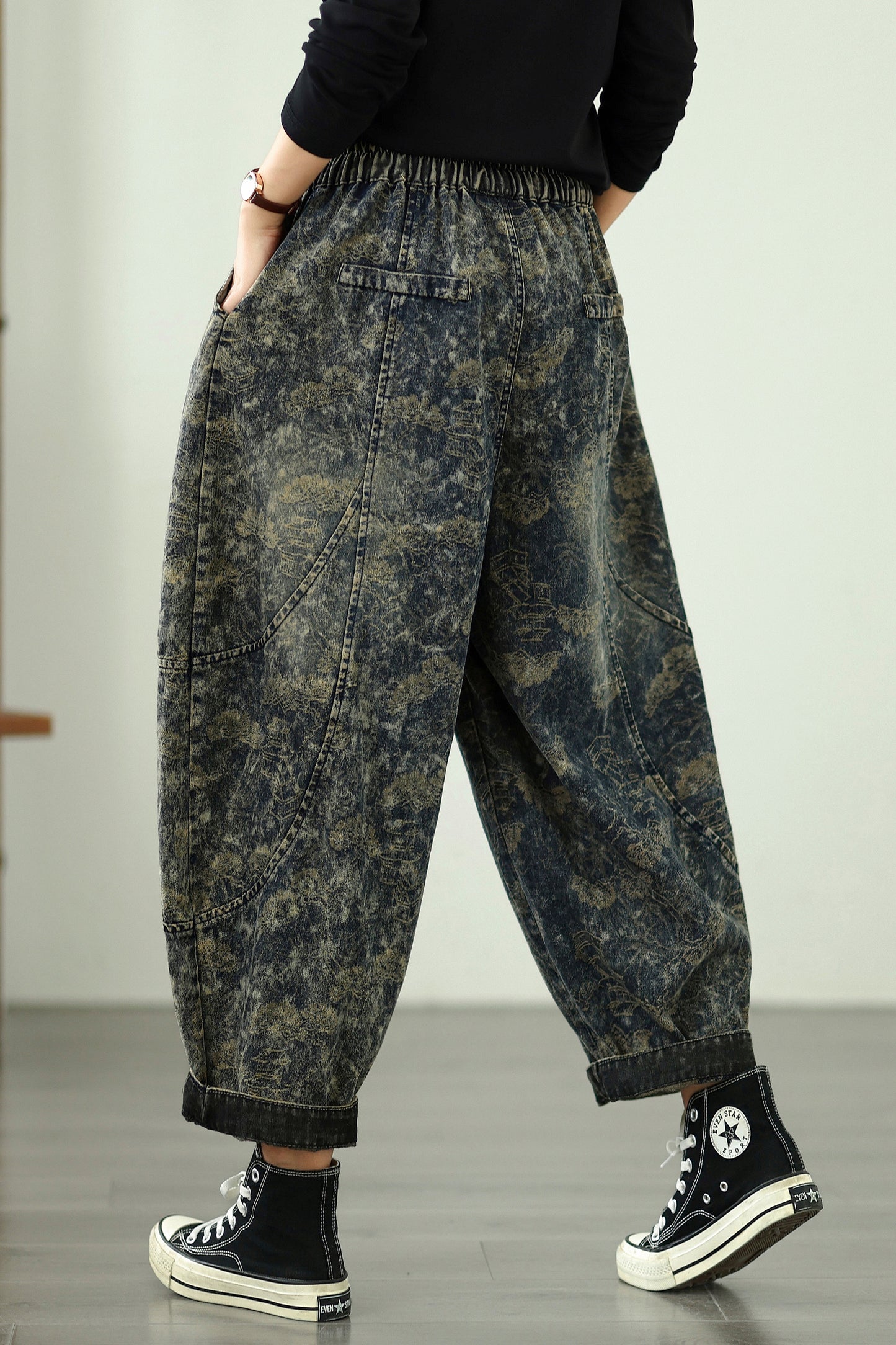 Women's Harem Jeans Drawstring Waist Print Pants