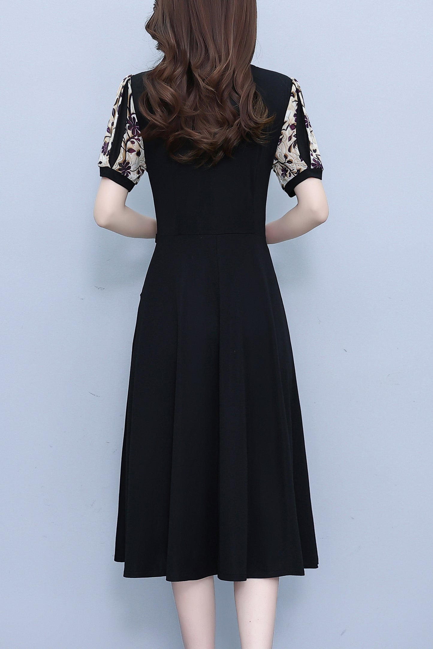 Women's Short Sleeve Pocket A-line Stretch Midi Dress