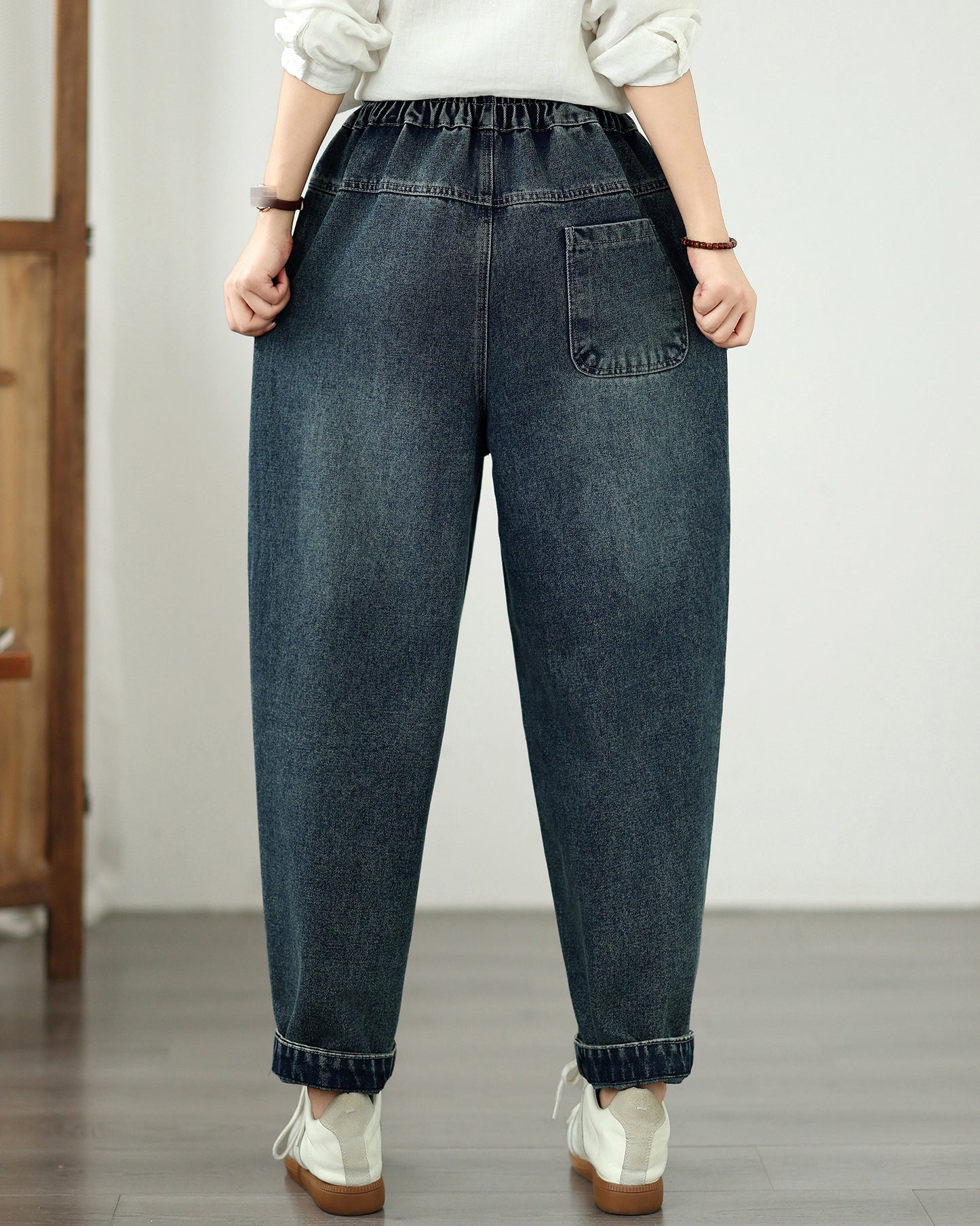 Vintage Embroidered Denim Harem Pants Ethnic Loose Fit Boyfriend Jeans