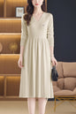 Women's Sweater V Neck Knit  High Waist Midi Dress