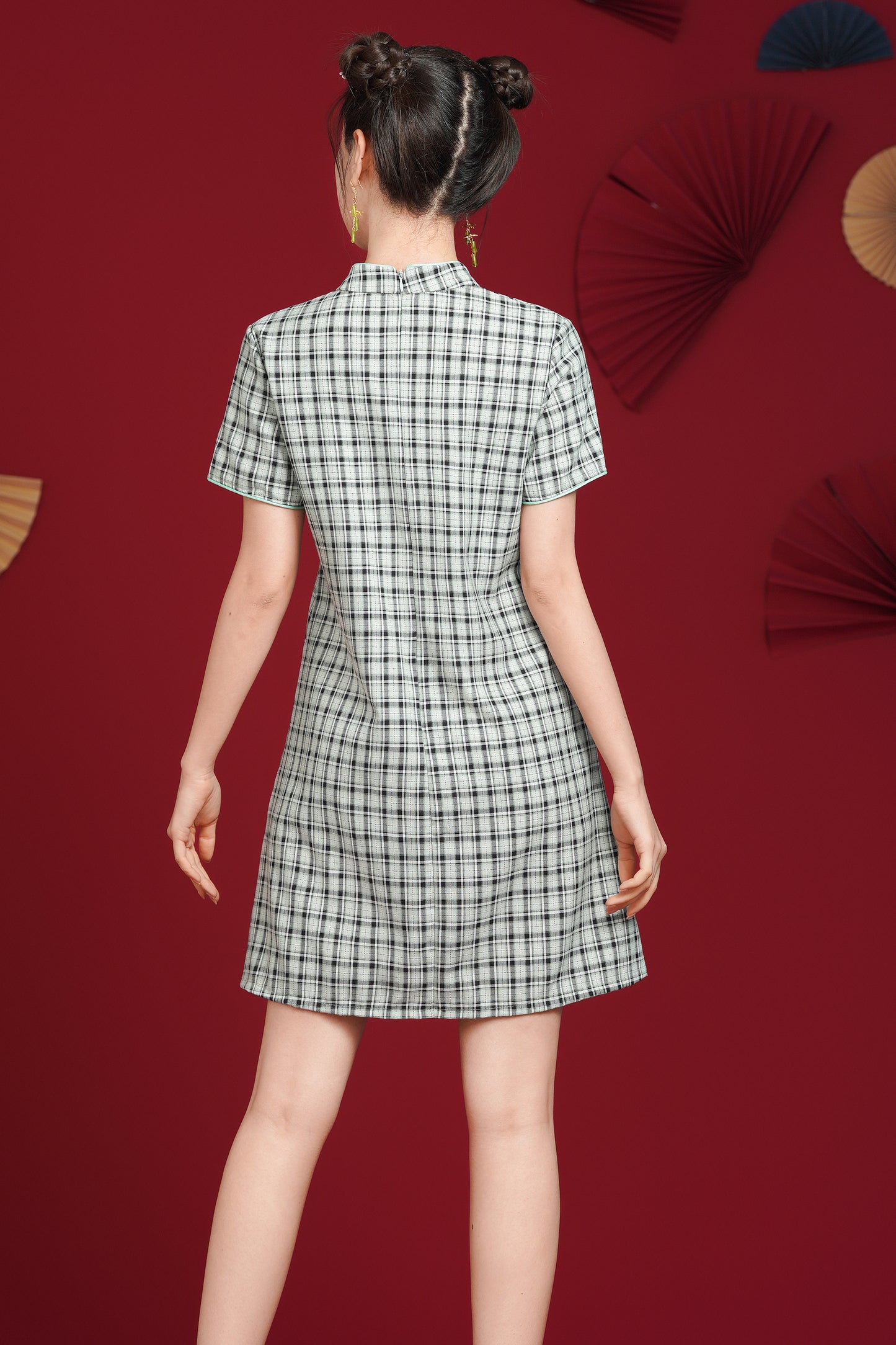 Women's Chinese Cheongsam Print Side Slit Mini Dress
