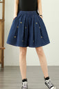 Women's High Waisted Baggy Jean Wide Leg Denim Shorts - LAI MENG FIVE CATS