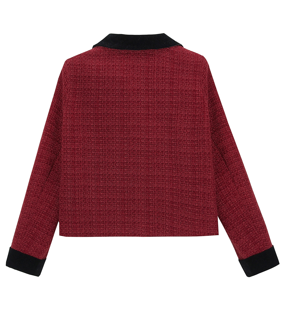 28692-Velvet Trim Tweed Jacket — Paris Café & London Autumn Style