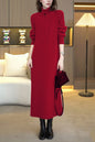 Women's Knit Long Sleeve Quarter Zip Sweater Maxi Dress