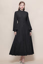 Women's Lace Mandarin Collar High Waist Maxi Dress - LAI MENG FIVE CATS