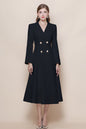 Women's Pea Coat Notch Lapel Trench Coat Midi Dress