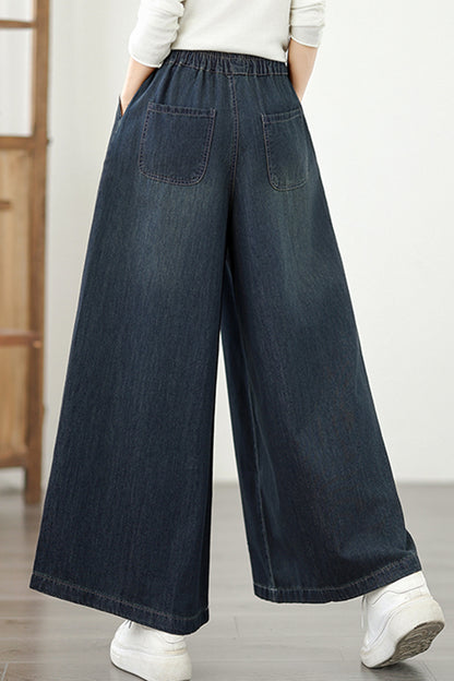 Women's Baggy Wide Leg Jeans Embroidery Pants