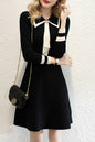 Women's Tie Contrasting Color Collar Knit Sweater Dress